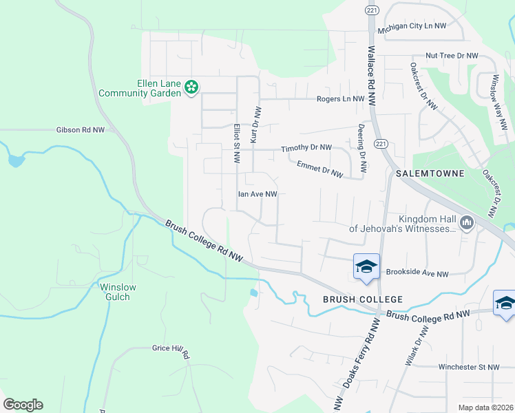 map of restaurants, bars, coffee shops, grocery stores, and more near 2900 Christopher Street Northwest in Salem