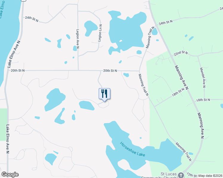 map of restaurants, bars, coffee shops, grocery stores, and more near 11745-11819 20th Street North in Lake Elmo