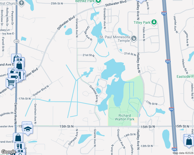 map of restaurants, bars, coffee shops, grocery stores, and more near 1881 Granite Avenue North in Saint Paul