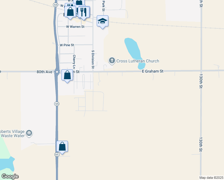 map of restaurants, bars, coffee shops, grocery stores, and more near 1221 County Road TT in Roberts