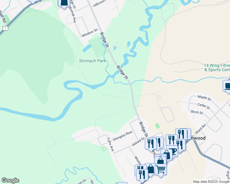 map of restaurants, bars, coffee shops, grocery stores, and more near Sampson Drive in Kingston