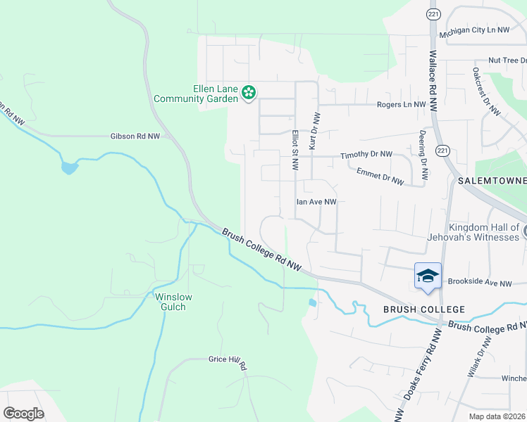 map of restaurants, bars, coffee shops, grocery stores, and more near 2612 Christina Street Northwest in Salem
