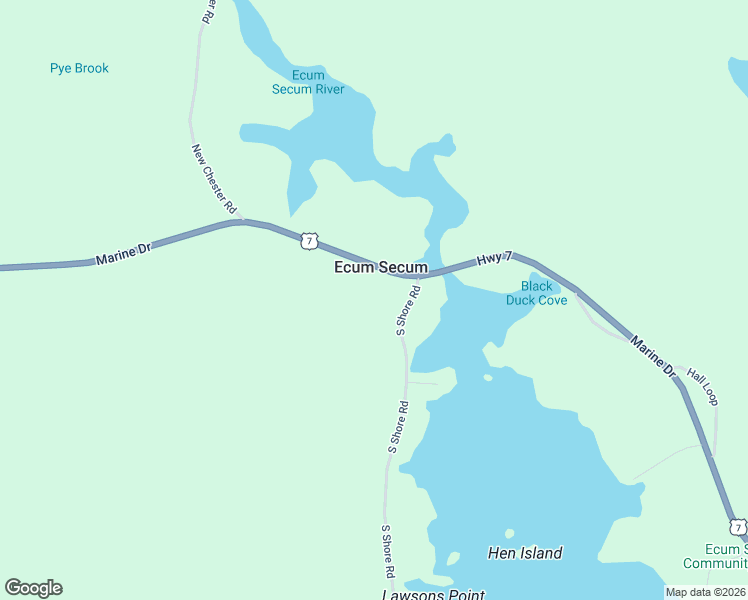 map of restaurants, bars, coffee shops, grocery stores, and more near Highway 7 in Ecum Secum