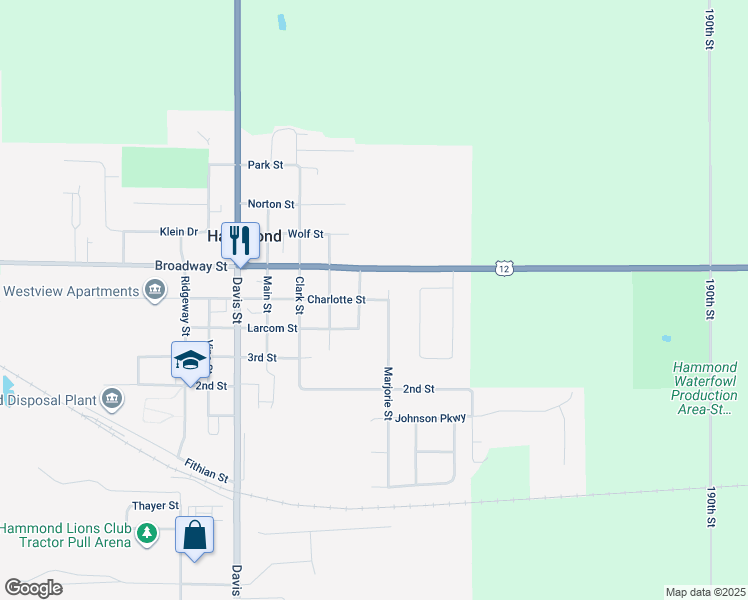 map of restaurants, bars, coffee shops, grocery stores, and more near 852 Marjorie Street in Hammond