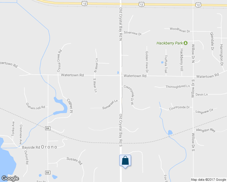 map of restaurants, bars, coffee shops, grocery stores, and more near 85 Old Crystal Bay Road South in Long Lake