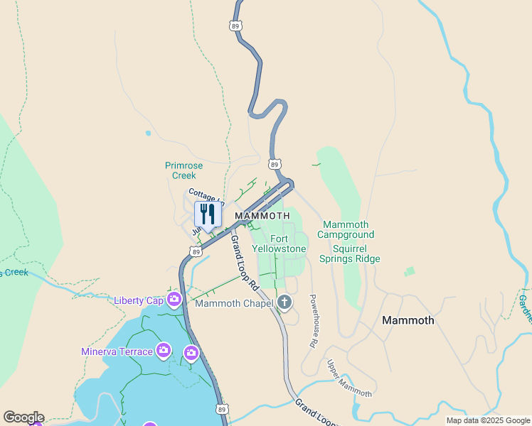 map of restaurants, bars, coffee shops, grocery stores, and more near 114 Grand Loop Road in Mammoth
