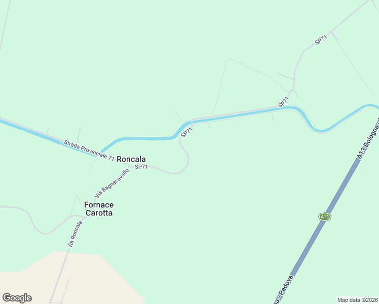 map of restaurants, bars, coffee shops, grocery stores, and more near 1800 Via Roncala in Provincia di Rovigo