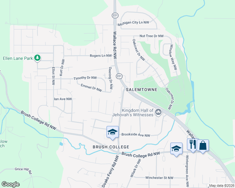map of restaurants, bars, coffee shops, grocery stores, and more near 3057 Wallace Road Northwest in Salem