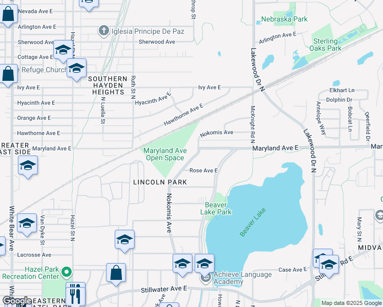 map of restaurants, bars, coffee shops, grocery stores, and more near 2471 Nokomis Avenue in Saint Paul