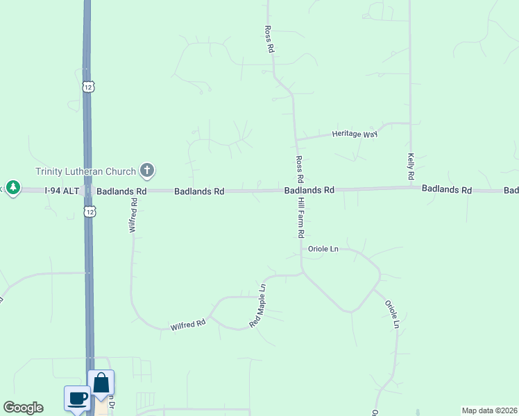 map of restaurants, bars, coffee shops, grocery stores, and more near 653 Badlands Road in Hudson