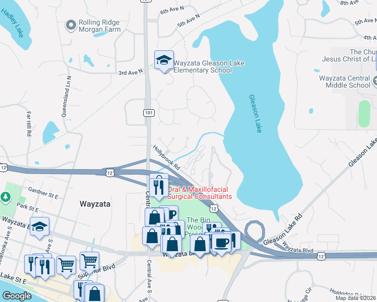 map of restaurants, bars, coffee shops, grocery stores, and more near 442-448 Pondridge Circle in Wayzata