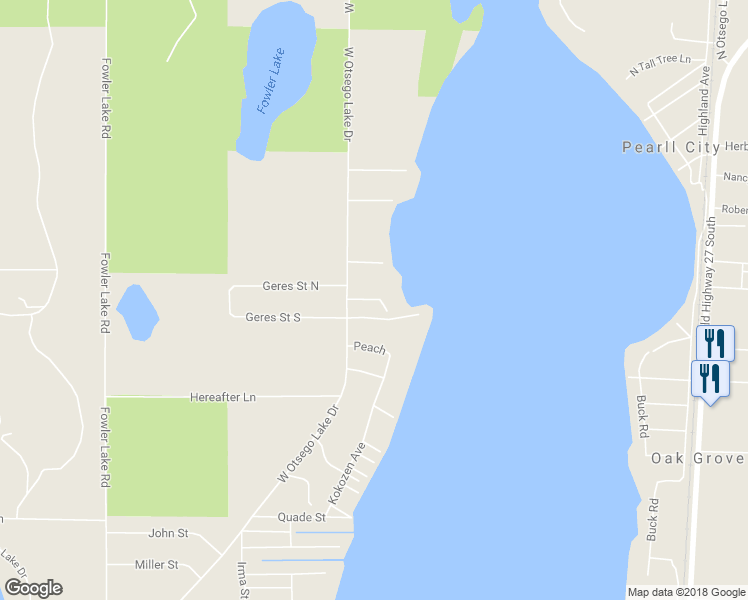 map of restaurants, bars, coffee shops, grocery stores, and more near 1290 Pontiac Drive in Gaylord