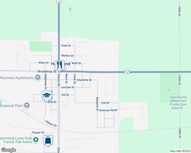 map of restaurants, bars, coffee shops, grocery stores, and more near 852 Marjorie Street in Hammond