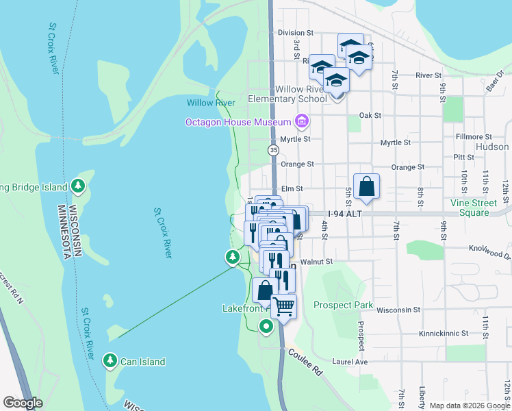 map of restaurants, bars, coffee shops, grocery stores, and more near 700 1st Street in Hudson