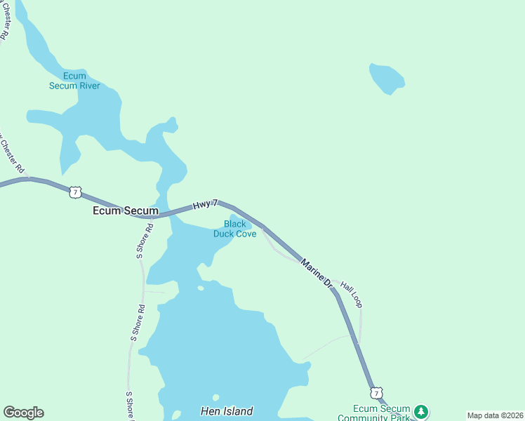 map of restaurants, bars, coffee shops, grocery stores, and more near Highway 7 in Ecum Secum