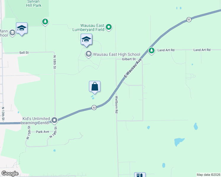 map of restaurants, bars, coffee shops, grocery stores, and more near 232550 Wellborn Road in Wausau