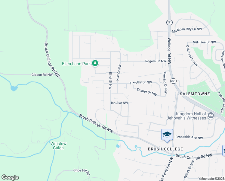 map of restaurants, bars, coffee shops, grocery stores, and more near 3066 Elliot Street Northwest in Salem