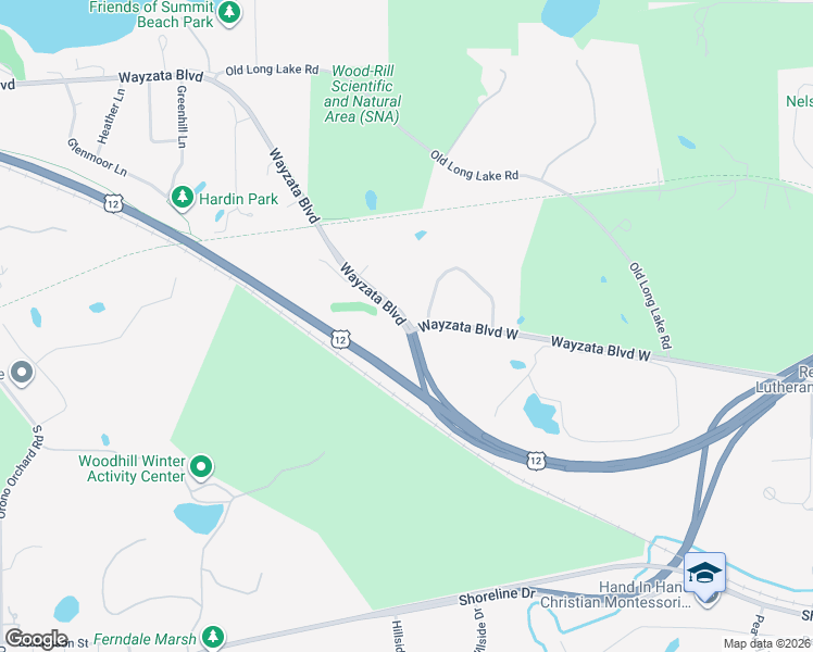 map of restaurants, bars, coffee shops, grocery stores, and more near 623 Wayzata Boulevard in Wayzata