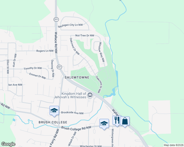 map of restaurants, bars, coffee shops, grocery stores, and more near 2997 Oakcrest Drive Northwest in Salem