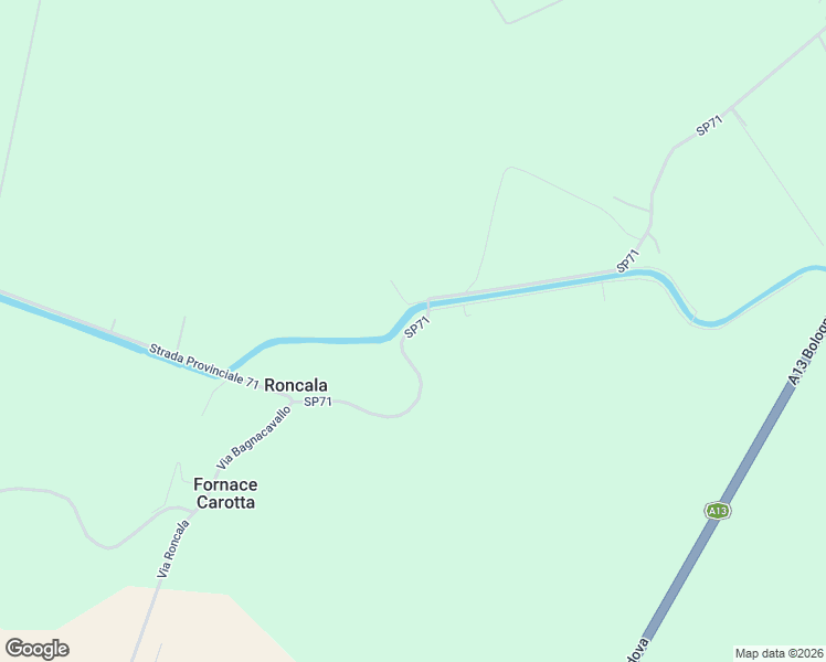 map of restaurants, bars, coffee shops, grocery stores, and more near 1800 Via Roncala in Provincia di Rovigo