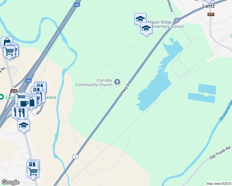 map of restaurants, bars, coffee shops, grocery stores, and more near 10 Codys Lane in Elmsdale