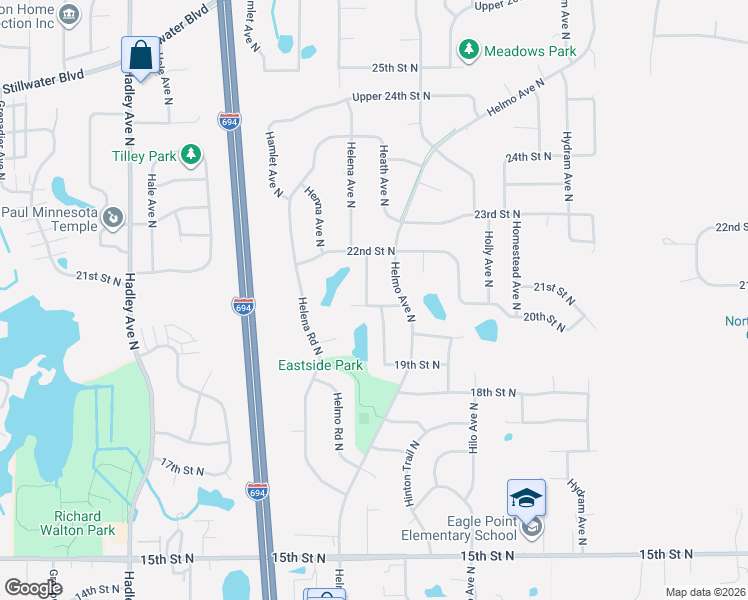 map of restaurants, bars, coffee shops, grocery stores, and more near 2110 Helmo Avenue North in Saint Paul