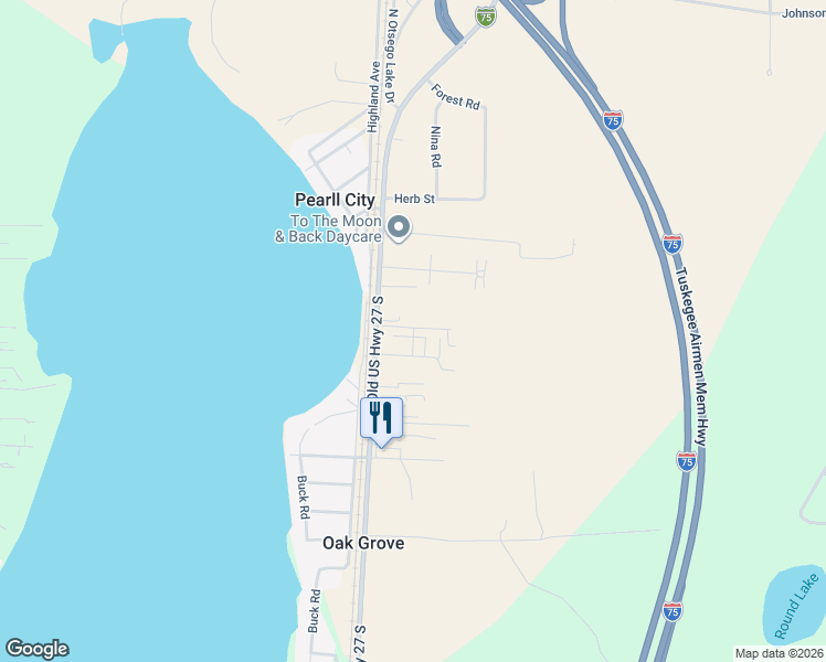 map of restaurants, bars, coffee shops, grocery stores, and more near 3603 Old Highway 27 South in Gaylord