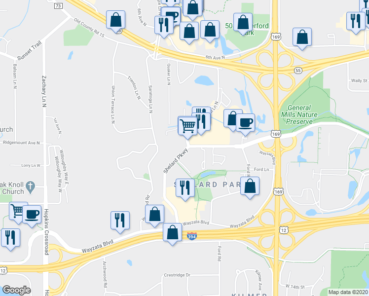 map of restaurants, bars, coffee shops, grocery stores, and more near 56 Nathan Lane North in Plymouth