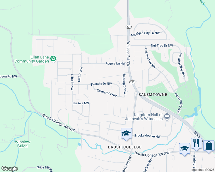 map of restaurants, bars, coffee shops, grocery stores, and more near 2290 Timothy Drive Northwest in Salem