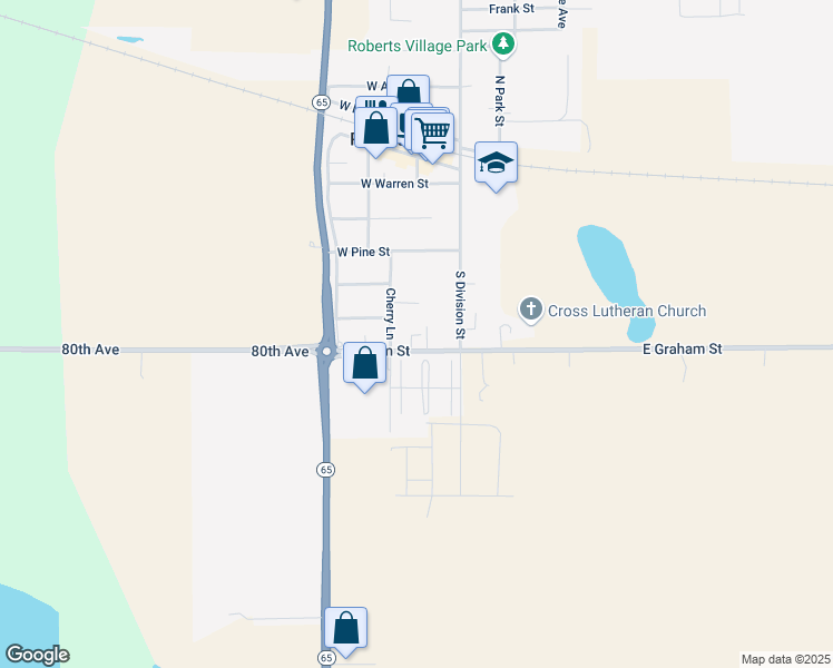 map of restaurants, bars, coffee shops, grocery stores, and more near 210 Helen Street in Roberts