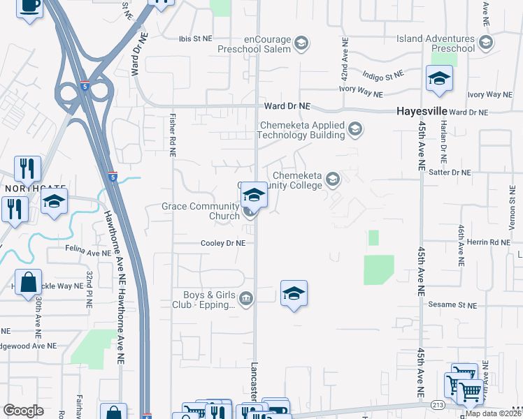 map of restaurants, bars, coffee shops, grocery stores, and more near in Hayesville