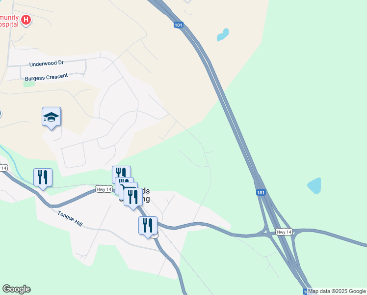 map of restaurants, bars, coffee shops, grocery stores, and more near 50 Jared Court in Windsor