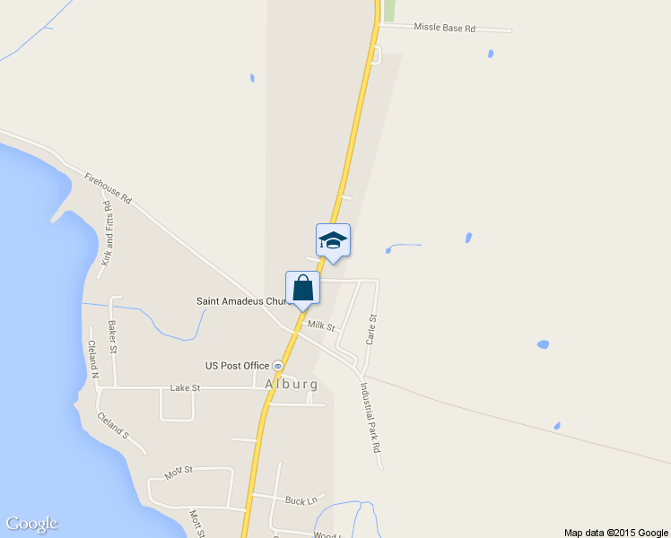 map of restaurants, bars, coffee shops, grocery stores, and more near 14 North Main Street in Alburgh