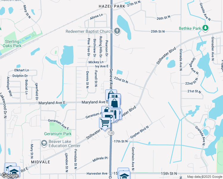 map of restaurants, bars, coffee shops, grocery stores, and more near 2069 Highway 5 in Saint Paul