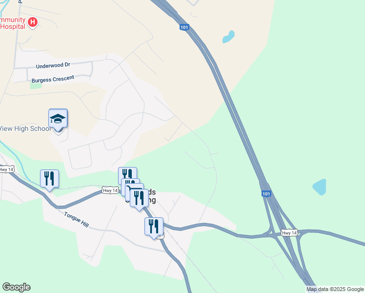map of restaurants, bars, coffee shops, grocery stores, and more near 50 Jared Court in Windsor