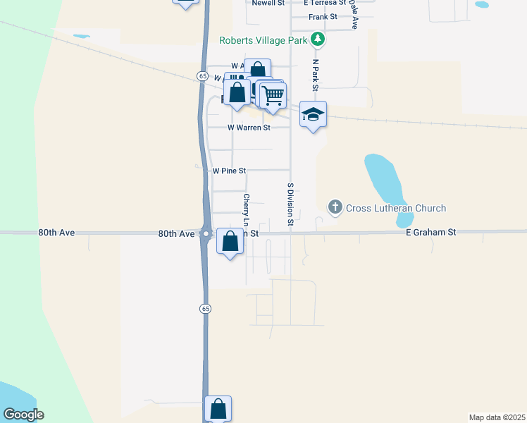 map of restaurants, bars, coffee shops, grocery stores, and more near 210 Helen Street in Roberts