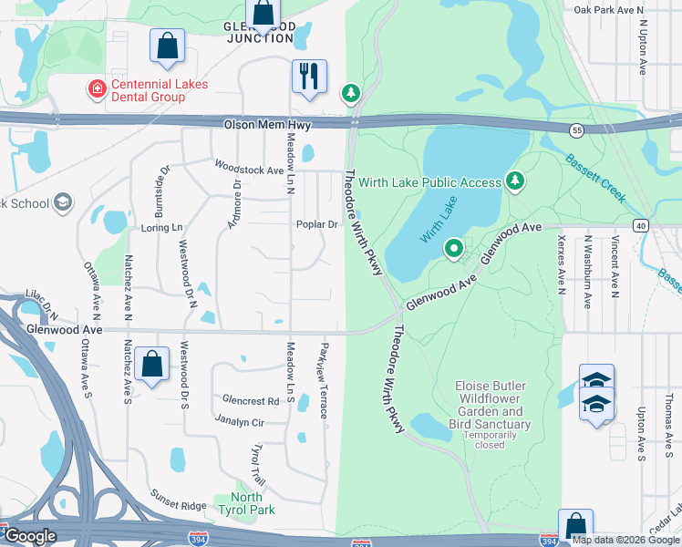 map of restaurants, bars, coffee shops, grocery stores, and more near 208 Sunnyridge Circle in Minneapolis