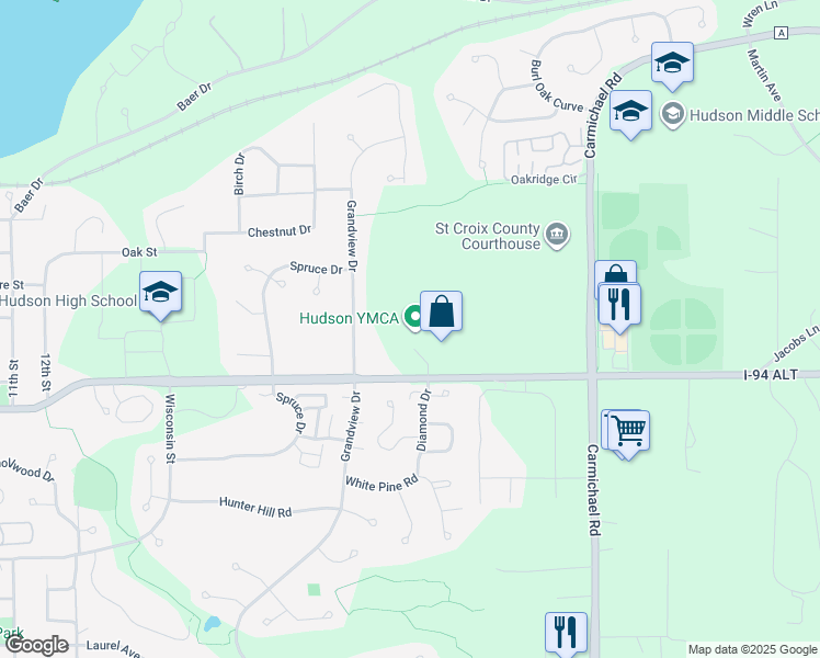 map of restaurants, bars, coffee shops, grocery stores, and more near 2211 Vine Street in Hudson
