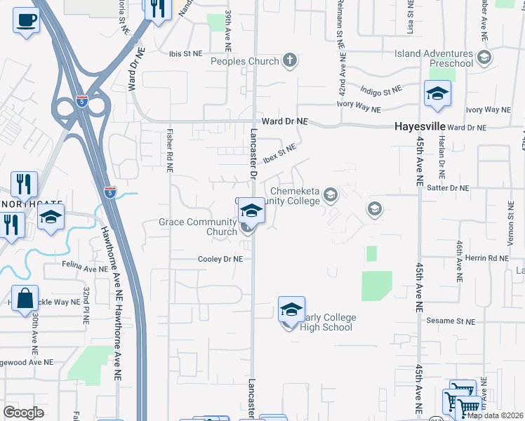 map of restaurants, bars, coffee shops, grocery stores, and more near in Hayesville
