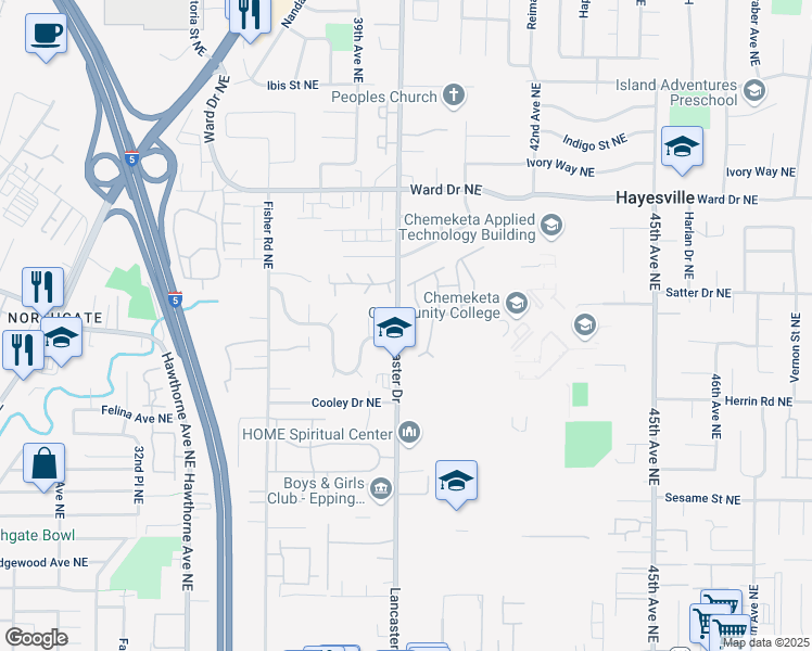 map of restaurants, bars, coffee shops, grocery stores, and more near in Hayesville