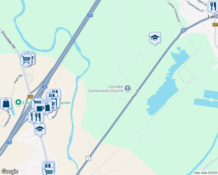 map of restaurants, bars, coffee shops, grocery stores, and more near 20 Codys Lane in Elmsdale