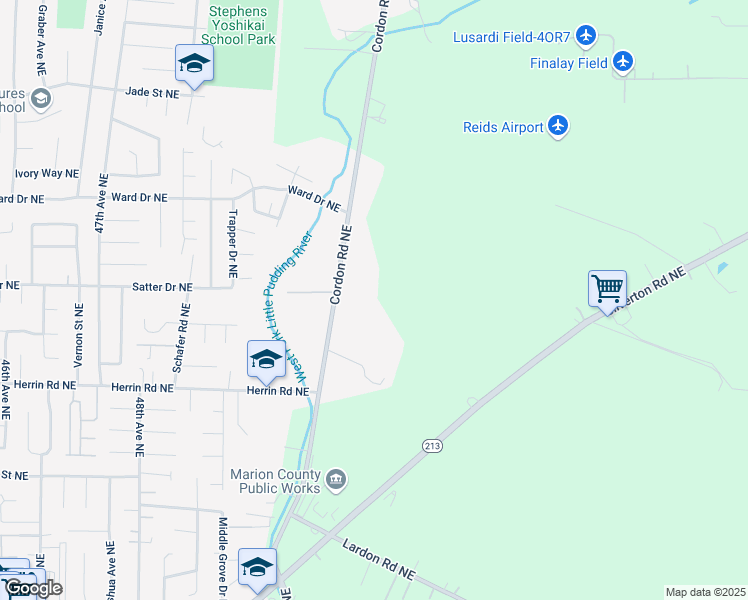 map of restaurants, bars, coffee shops, grocery stores, and more near 4146-4160 Cordon Road Northeast in Salem