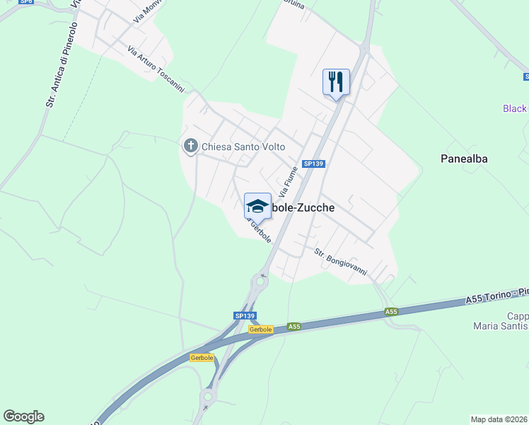 map of restaurants, bars, coffee shops, grocery stores, and more near 6 Via Rovigo in Gerbole-zucche