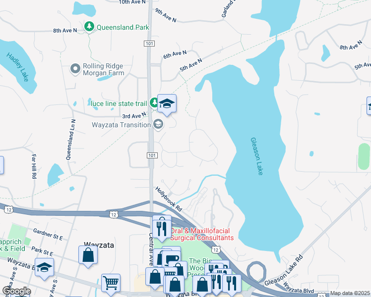 map of restaurants, bars, coffee shops, grocery stores, and more near 135 Inland Lane North in Plymouth