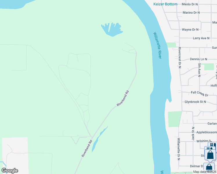 map of restaurants, bars, coffee shops, grocery stores, and more near 3095 Riverbend Road in Salem