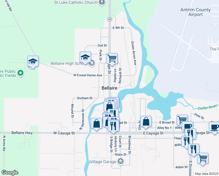 map of restaurants, bars, coffee shops, grocery stores, and more near in Bellaire