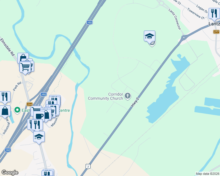 map of restaurants, bars, coffee shops, grocery stores, and more near 41 Lew Crescent in East Hants