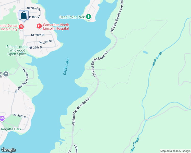 map of restaurants, bars, coffee shops, grocery stores, and more near 2165-2331 Northeast East Devils Lake Road in Otis