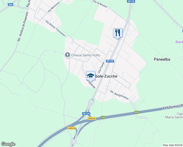 map of restaurants, bars, coffee shops, grocery stores, and more near 6 Via Rovigo in Gerbole-Zucche