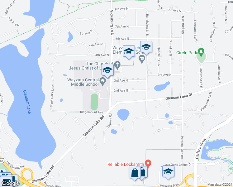 map of restaurants, bars, coffee shops, grocery stores, and more near 15805 2nd Avenue North in Minneapolis
